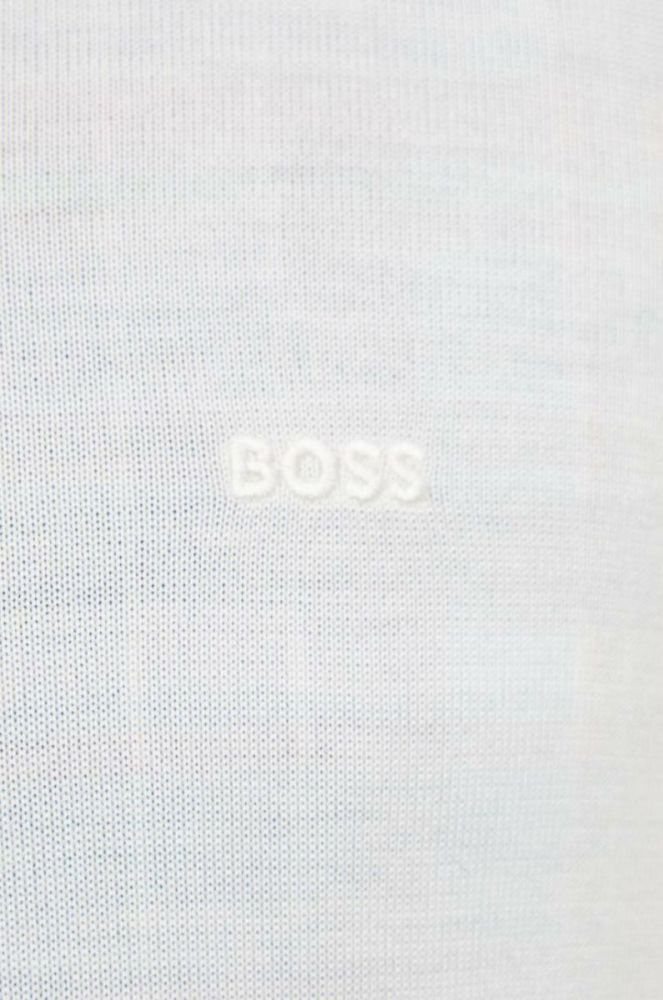 Вовняний светр BOSS чоловічий колір білий легкий (3274515) фото 5