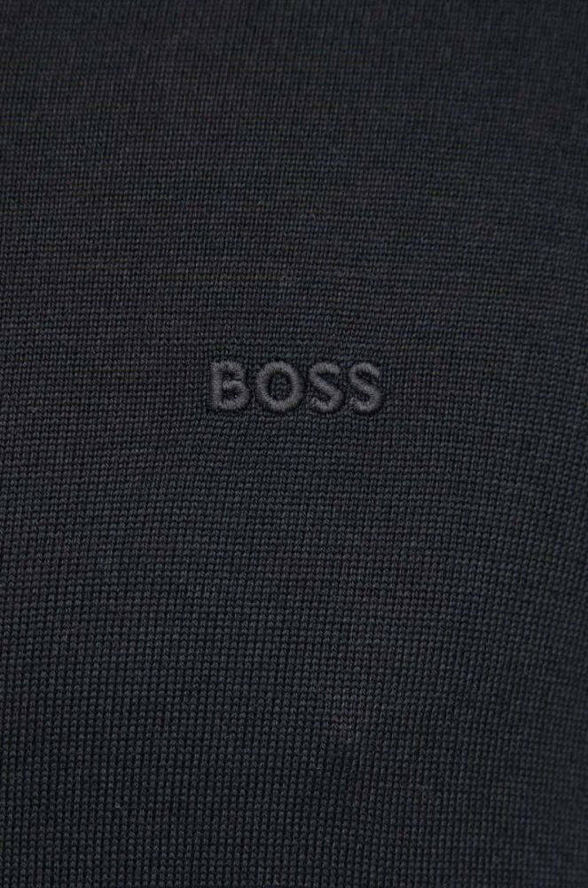 Вовняний светр BOSS чоловічий колір чорний легкий (3274505) фото 5