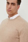 Светр з домішкою вовни BOSS чоловічий колір бежевий