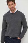Светр з домішкою вовни BOSS чоловічий колір сірий