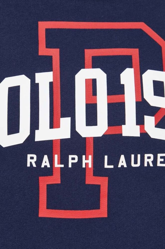 Кофта Polo Ralph Lauren чоловіча колір синій з капюшоном з принтом фото 5