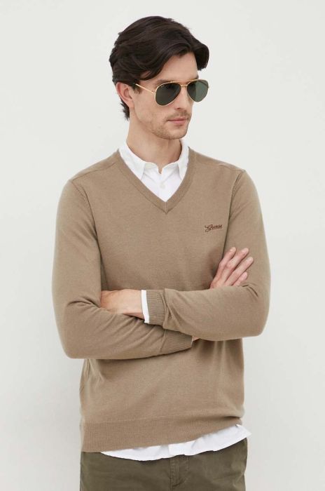 Светр з домішкою шовку Guess колір коричневий легкий