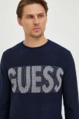 Светр з домішкою вовни Guess чоловічий колір синій (3575992)