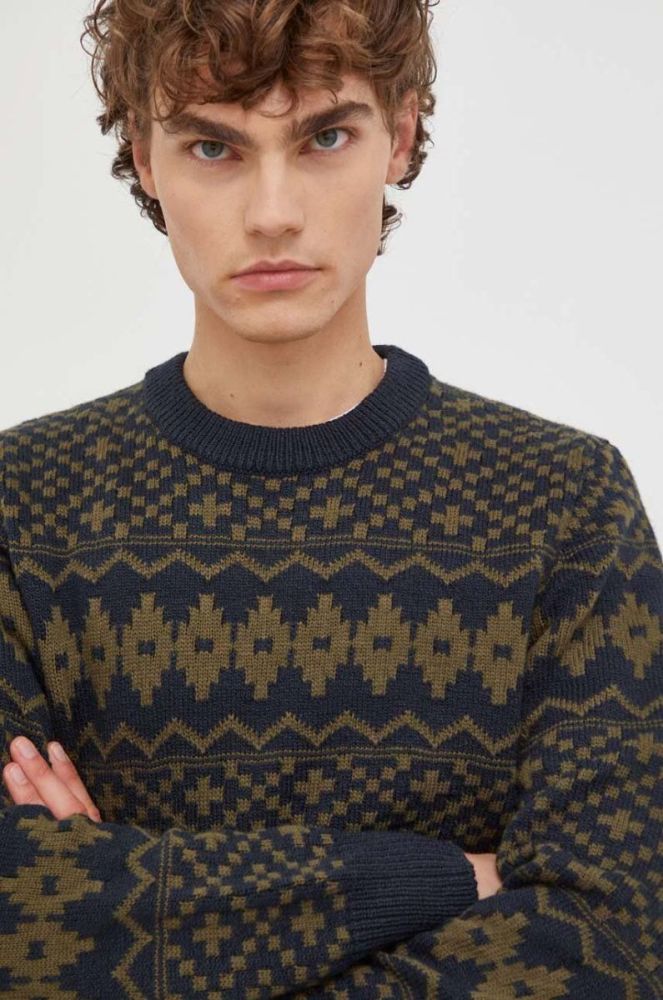 Светр з домішкою вовни Marc O'Polo чоловічий колір зелений фото 4