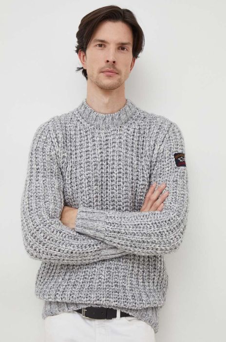 Светр з домішкою вовни Paul&Shark чоловічий колір сірий теплий