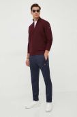 Вовняний светр Paul&Shark чоловічий колір бордовий півгольф