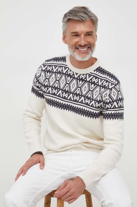 Светр з домішкою вовни Pepe Jeans Elijah чоловічий колір бежевий