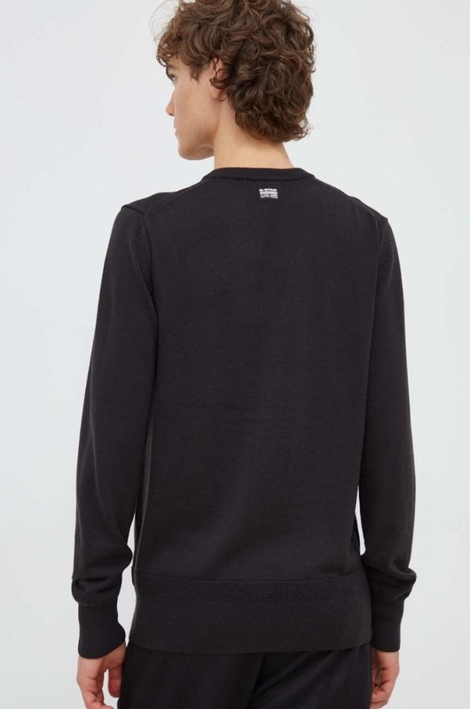 Вовняний светр G-Star Raw чоловічий колір чорний легкий фото 3