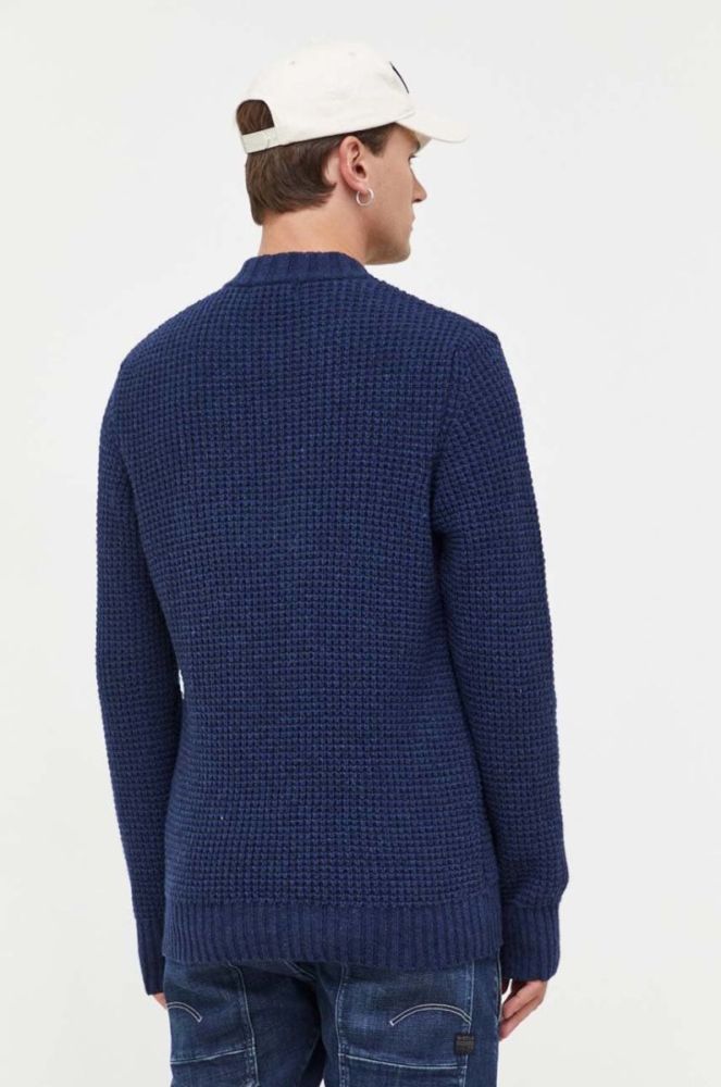 Вовняний светр G-Star Raw чоловічий колір синій теплий фото 3