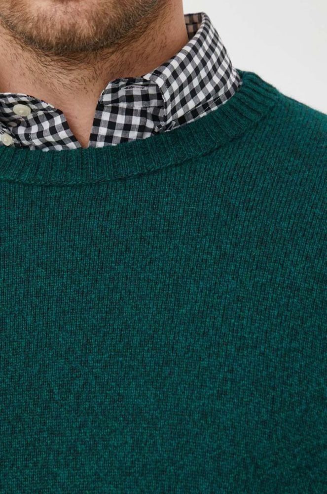 Светр з домішкою вовни United Colors of Benetton чоловічий колір зелений легкий (3564835) фото 5