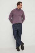 Вовняний светр United Colors of Benetton чоловічий колір фіолетовий легкий гольф
