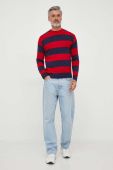 Вовняний светр United Colors of Benetton чоловічий колір червоний легкий