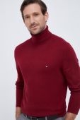 Светр з домішкою кашеміру Tommy Hilfiger колір бордовий легкий гольф
