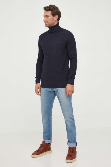 Бавовняний светр Tommy Hilfiger колір синій гольф (3524612)