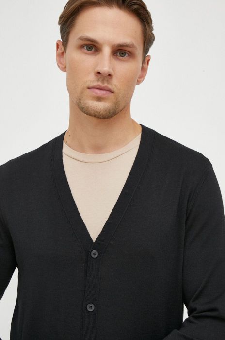 Вовняний кардиган BOSS колір чорний (3657722)