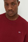 Бавовняний светр Tommy Jeans колір бордовий (3416728)