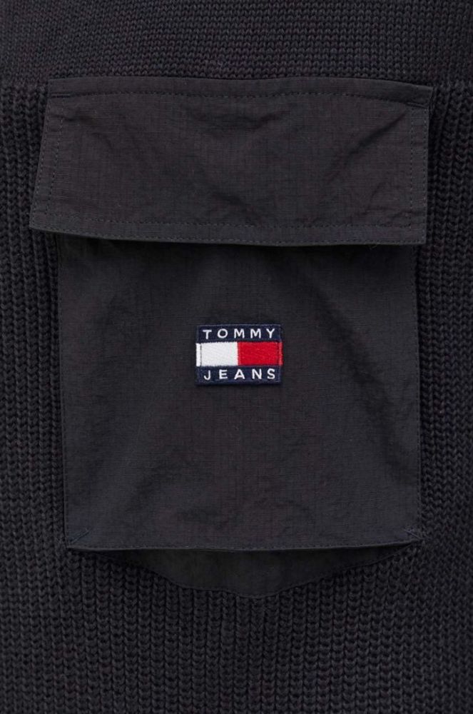Бавовняний светр Tommy Jeans колір чорний півгольф (3558724) фото 5