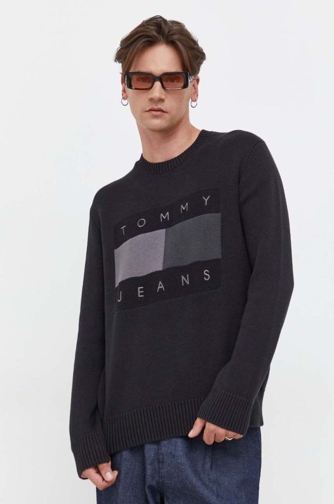 Бавовняний светр Tommy Jeans колір чорний (3633581)