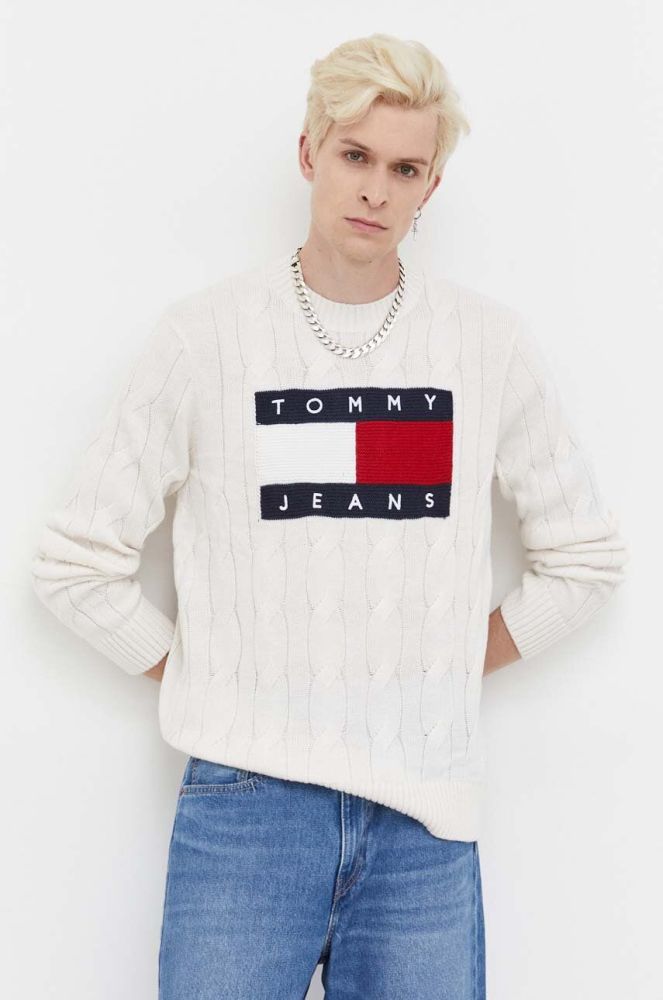 Светр Tommy Jeans чоловічий колір бежевий (3558755)