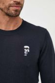 Вовняний светр Karl Lagerfeld чоловічий колір синій легкий (3635483)