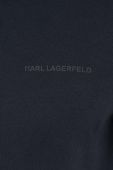 Бавовняний лонгслів Karl Lagerfeld колір синій однотонний
