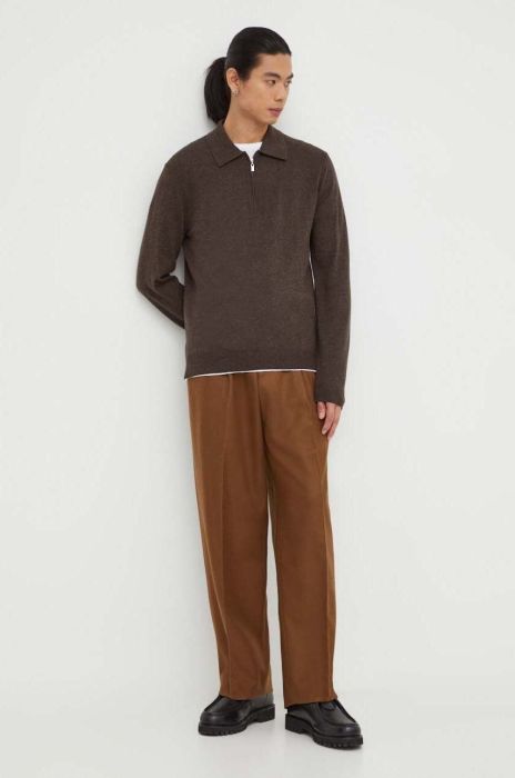 Вовняний светр Tiger Of Sweden чоловічий колір коричневий легкий