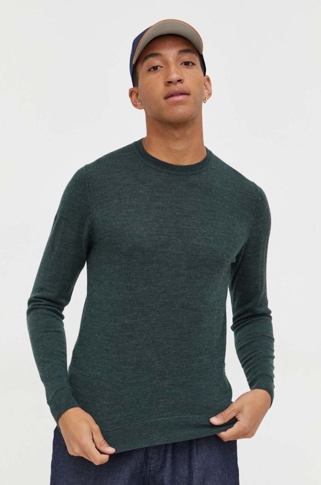 Вовняний светр Superdry чоловічий колір зелений легкий