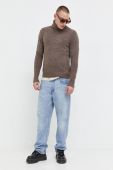 Светр з домішкою вовни Superdry чоловічий колір коричневий теплий гольф