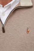 Бавовняний светр Polo Ralph Lauren колір коричневий легкий півгольф