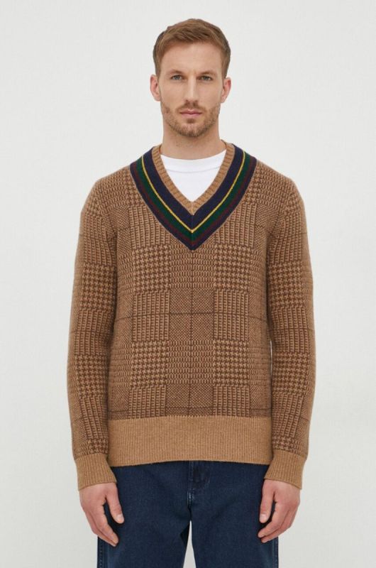 Вовняний светр Polo Ralph Lauren чоловічий колір бежевий теплий