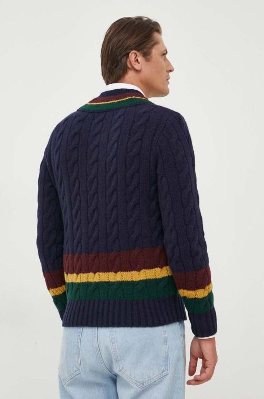 Вовняний светр Polo Ralph Lauren чоловічий колір синій теплий фото 2
