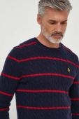 Вовняний светр Polo Ralph Lauren чоловічий колір синій легкий гольф (3615253)