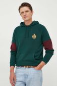 Кофта Polo Ralph Lauren чоловіча колір зелений з капюшоном візерунок (3534738)