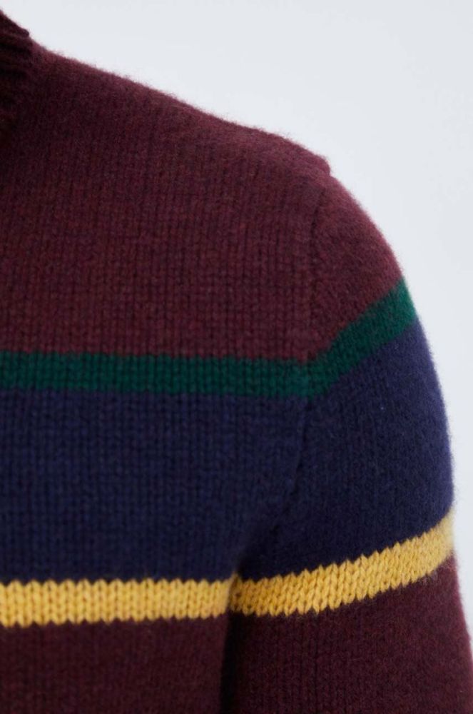 Вовняний светр Polo Ralph Lauren чоловічий колір бордовий теплий гольф фото 5