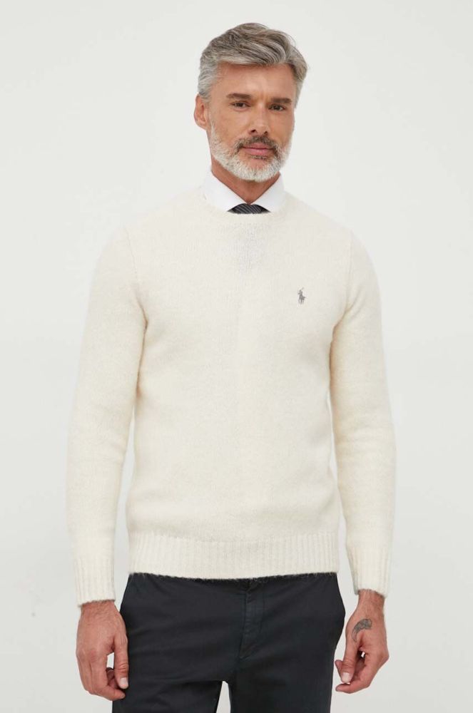 Вовняний светр Polo Ralph Lauren чоловічий колір бежевий (3615171)