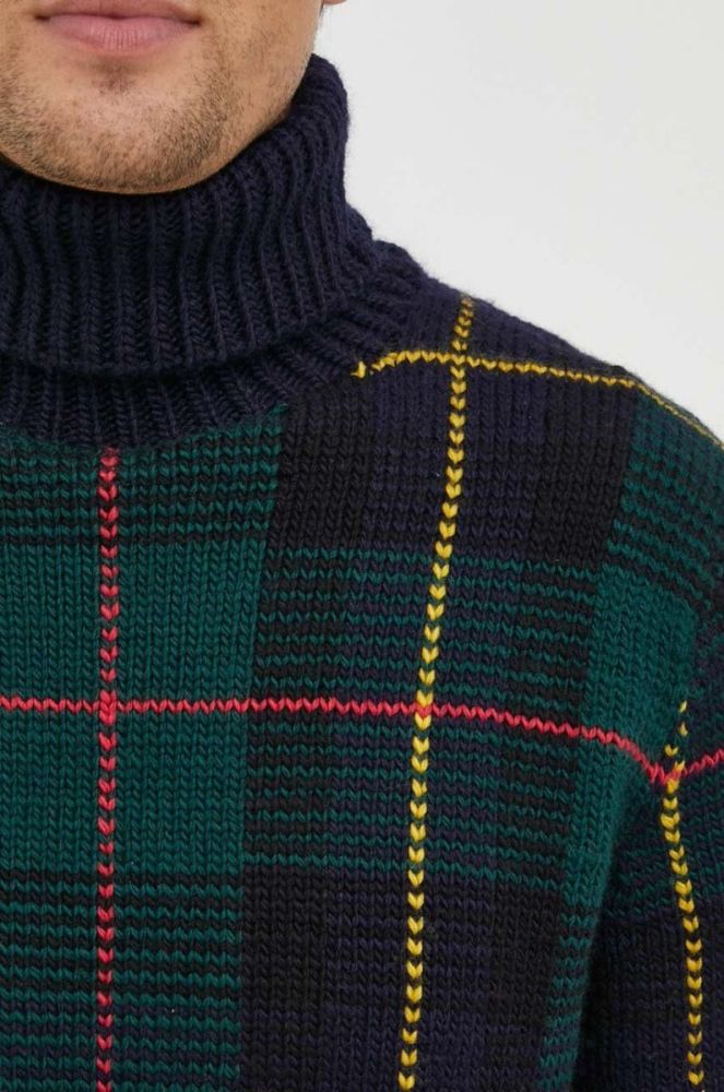 Вовняний светр Polo Ralph Lauren чоловічий колір синій теплий гольф фото 5