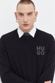 Вовняний светр HUGO чоловічий колір чорний легкий (3676844)