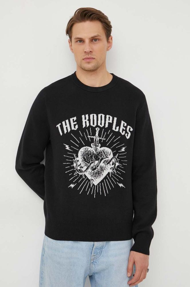 Светр з домішкою вовни The Kooples чоловічий колір чорний