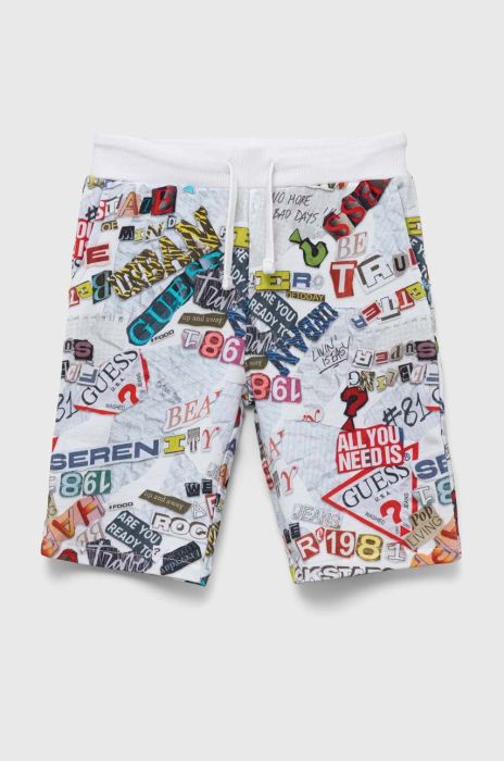 Бавовняні шорти Guess колір білий регульована талія