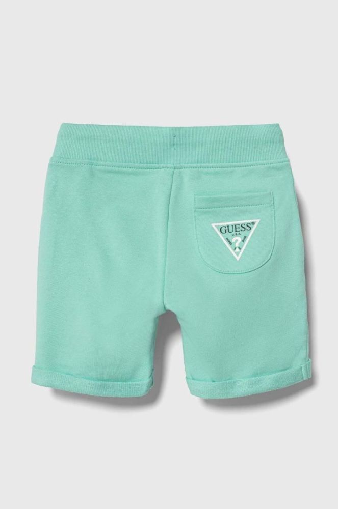 Дитячі бавовняні шорти Guess колір бірюзовий регульована талія (3439462) фото 2