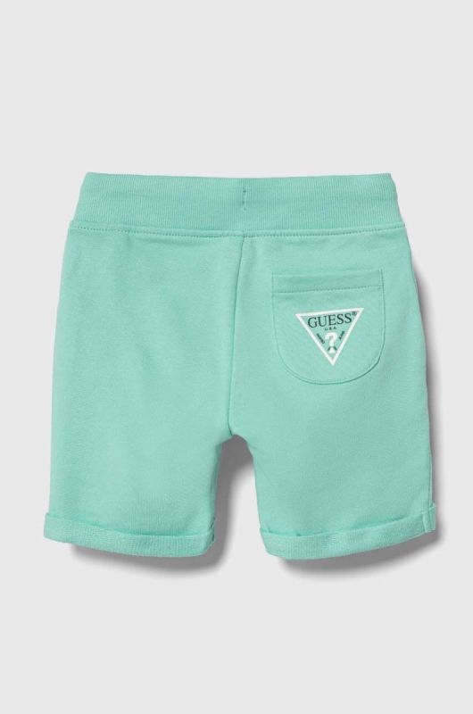 Дитячі бавовняні шорти Guess колір бірюзовий регульована талія (3439462) фото 2