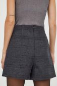 Вовняні шорти Bruuns Bazaar колір сірий візерунок висока посадка