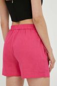 Лляні шорти R?sum? колір рожевий однотонні висока посадка