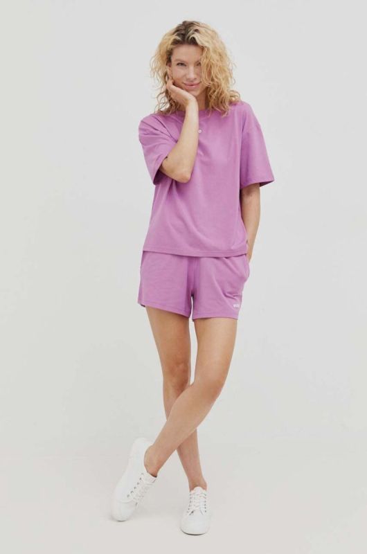 Шорти лаунж HUGO колір фіолетовий однотонні висока посадка фото 2