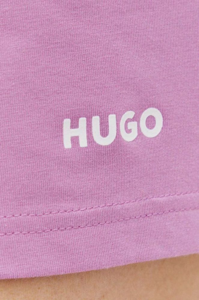 Шорти лаунж HUGO колір фіолетовий однотонні висока посадка фото 4