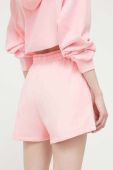 Бавовняні шорти Rotate колір рожевий з аплікацією висока посадка