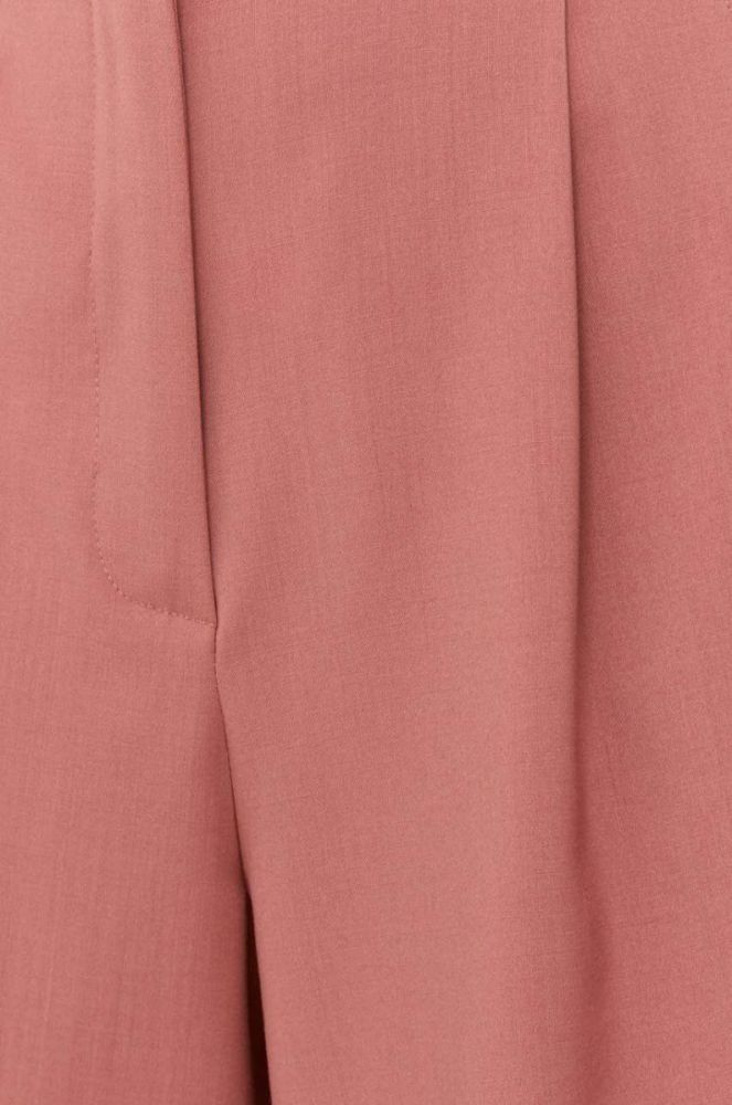 Вовняні шорти Weekend Max Mara колір рожевий однотонні висока посадка фото 4
