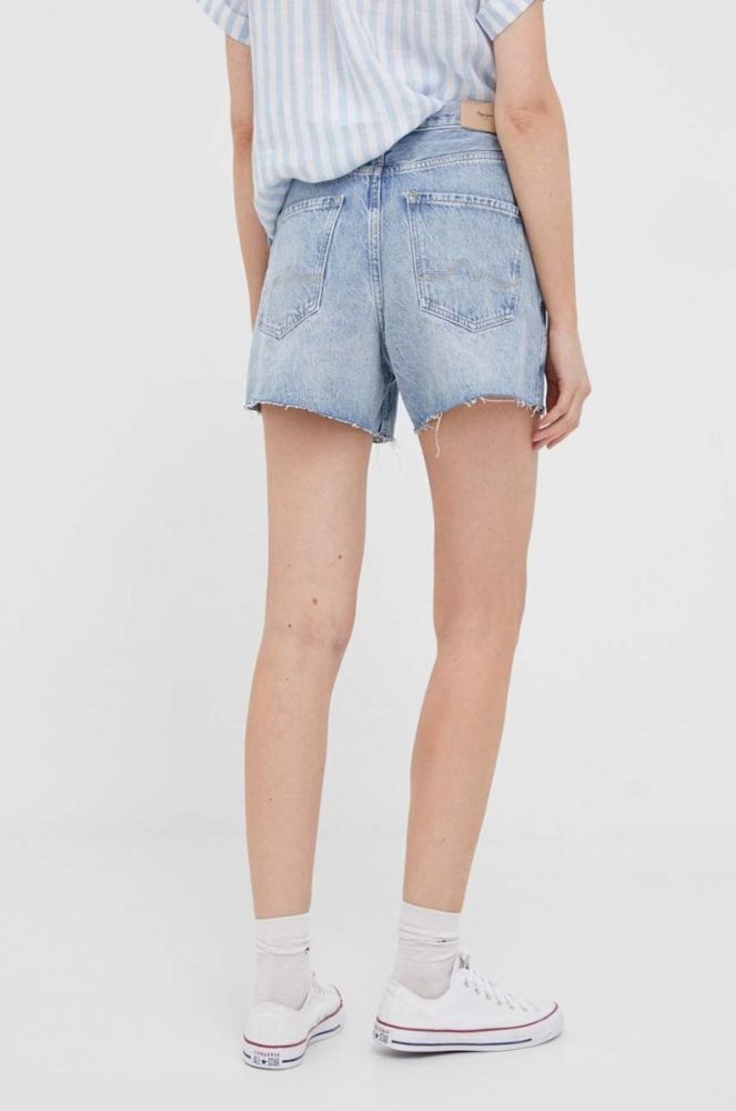 Джинсові шорти Pepe Jeans RACHEL жіночі однотонні висока посадка колір блакитний фото 7