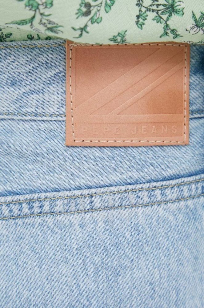 Джинсові шорти Pepe Jeans RACHEL жіночі однотонні висока посадка колір блакитний фото 4