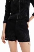 Джинсові шорти Desigual жіночі колір чорний однотонні середня посадка